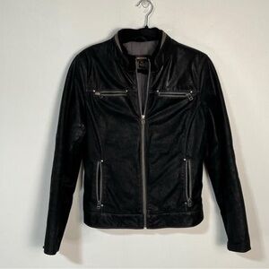 Danier Leather Jacket Women’s Medium Moto Biker Black Zippers Thinsulate